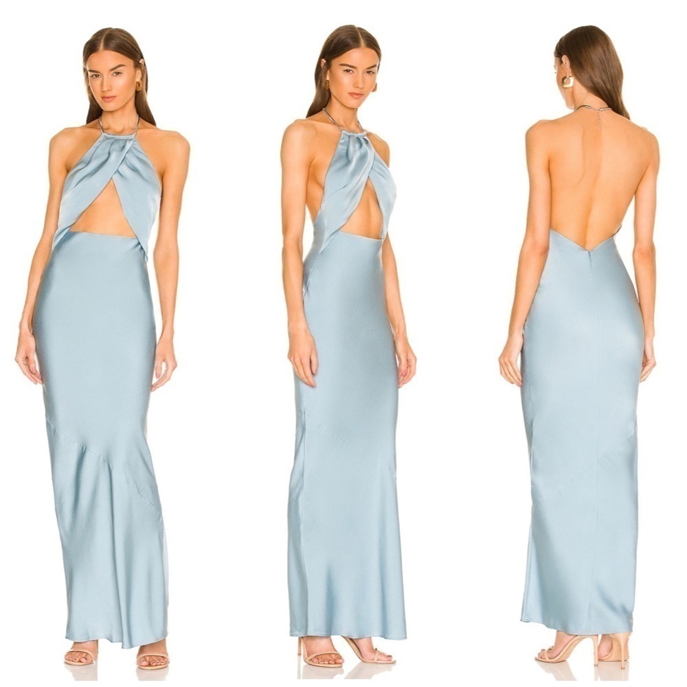 Michael Costello x REVOLVE Finley Gown in Dusty Teal